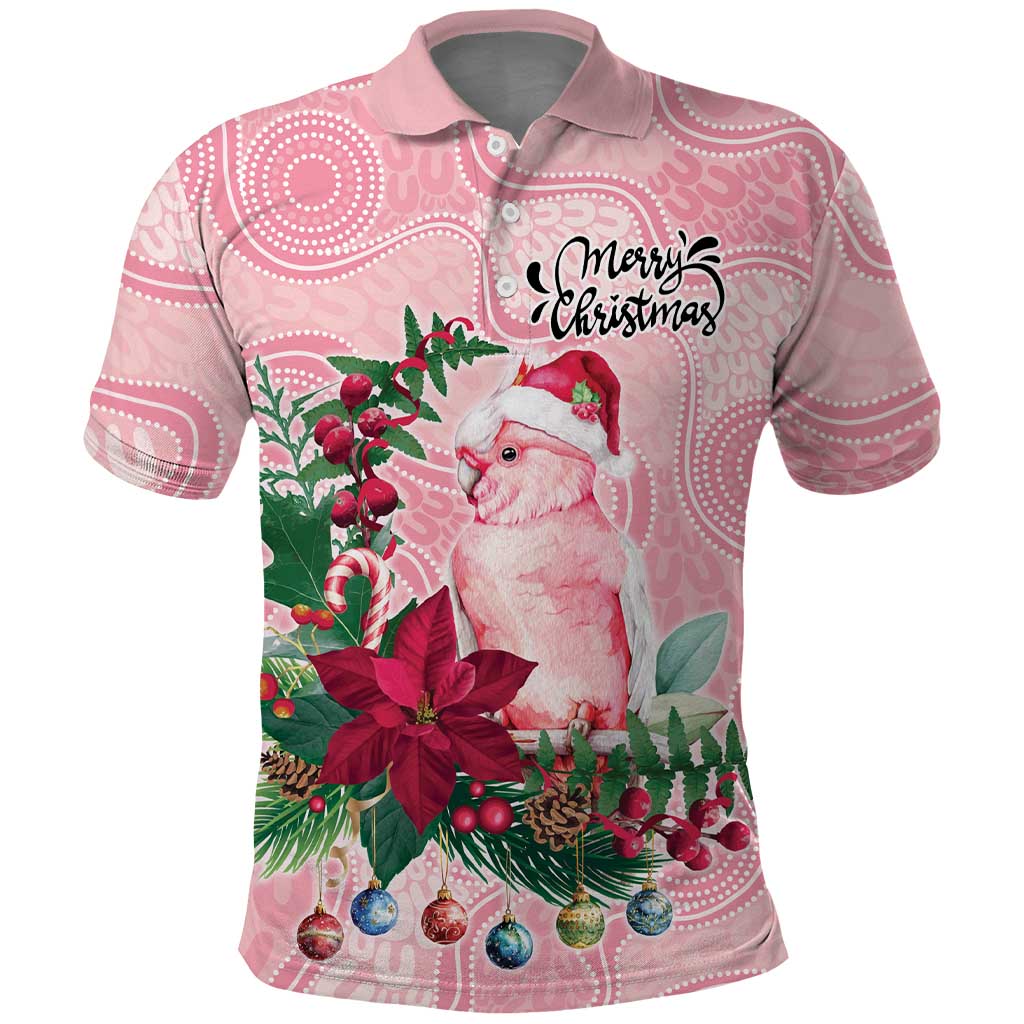 Watercolor Pink Galah Flowers Polo Shirt Australia Christmas Vibes - Aussie Hoodie