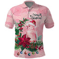 Watercolor Pink Galah Flowers Polo Shirt Australia Christmas Vibes - Aussie Hoodie