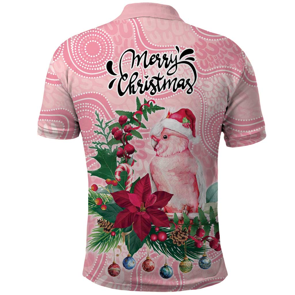 Watercolor Pink Galah Flowers Polo Shirt Australia Christmas Vibes - Aussie Hoodie