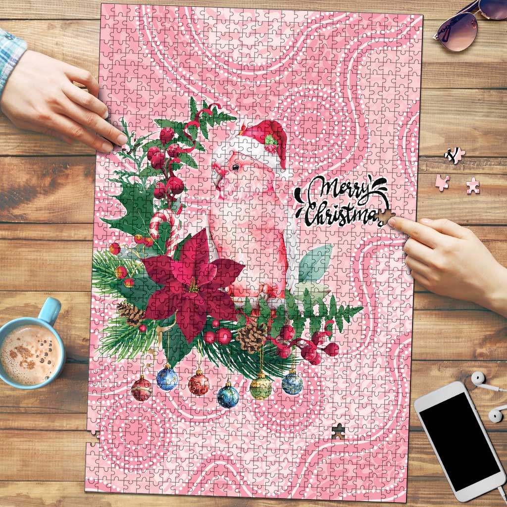 Watercolor Pink Galah Flowers Puzzle Australia Christmas Vibes - Aussie Hoodie