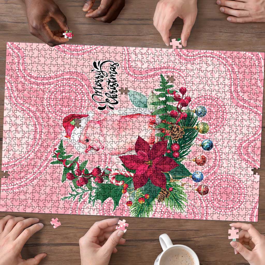 Watercolor Pink Galah Flowers Puzzle Australia Christmas Vibes - Aussie Hoodie