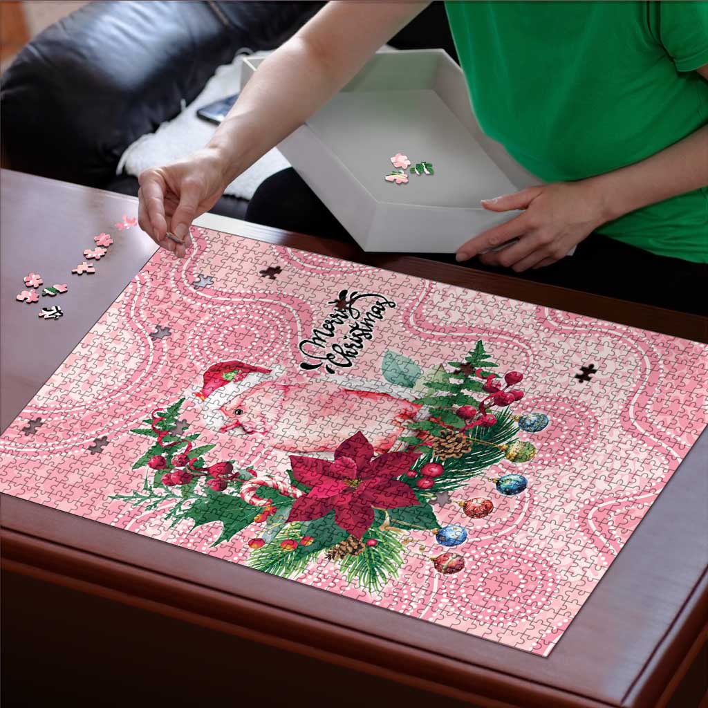 Watercolor Pink Galah Flowers Puzzle Australia Christmas Vibes - Aussie Hoodie