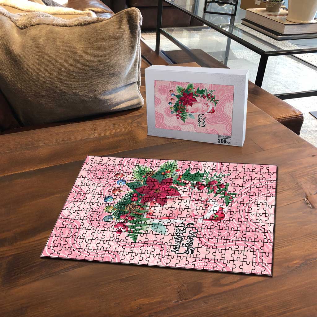 Watercolor Pink Galah Flowers Puzzle Australia Christmas Vibes - Aussie Hoodie