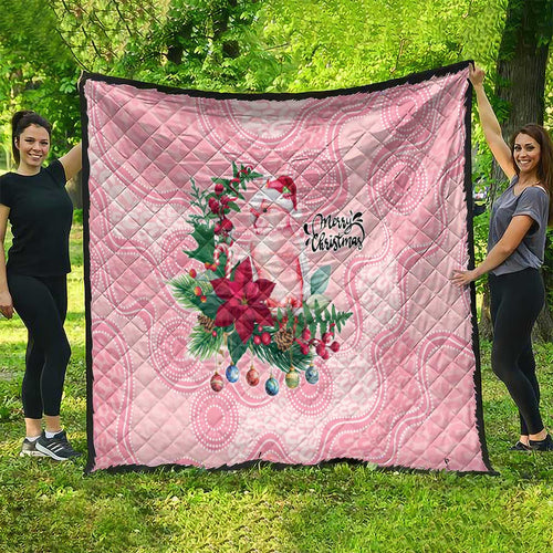 Watercolor Pink Galah Flowers Quilt Australia Christmas Vibes - Aussie Hoodie