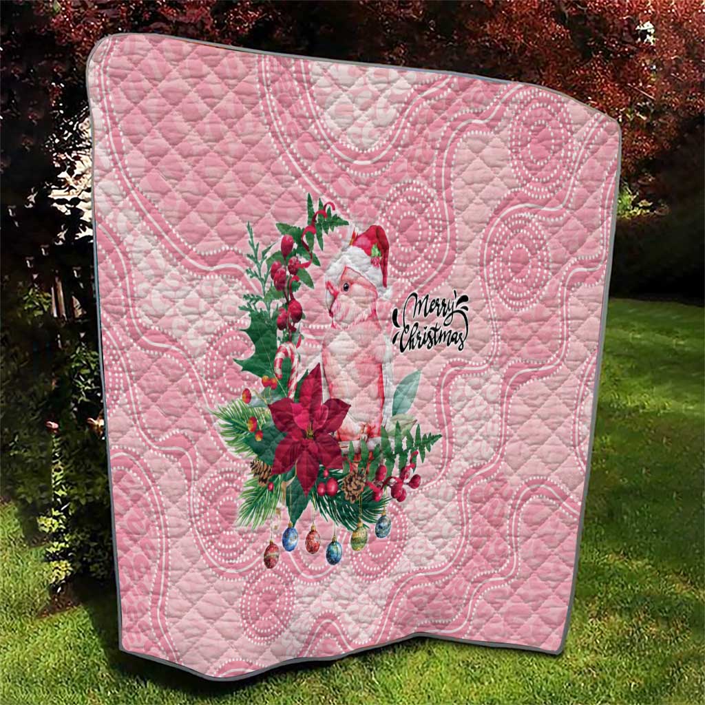 Watercolor Pink Galah Flowers Quilt Australia Christmas Vibes - Aussie Hoodie
