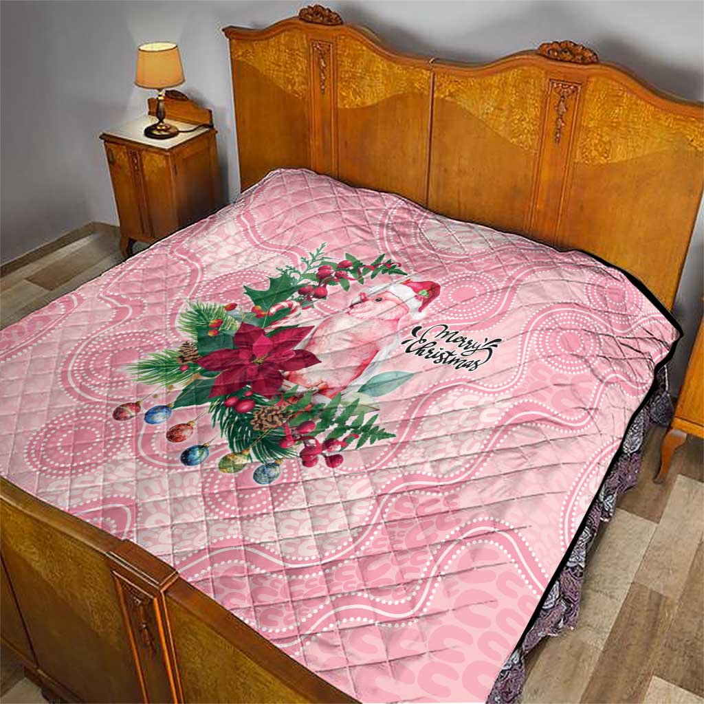 Watercolor Pink Galah Flowers Quilt Australia Christmas Vibes - Aussie Hoodie