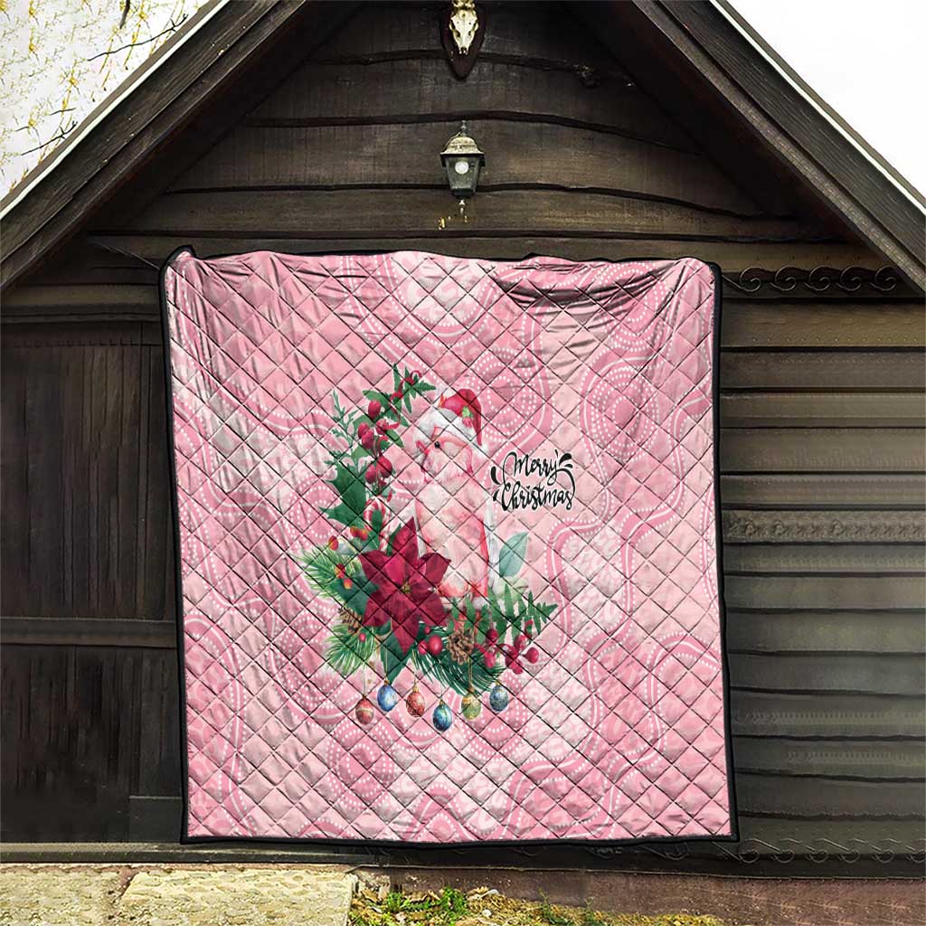 Watercolor Pink Galah Flowers Quilt Australia Christmas Vibes - Aussie Hoodie