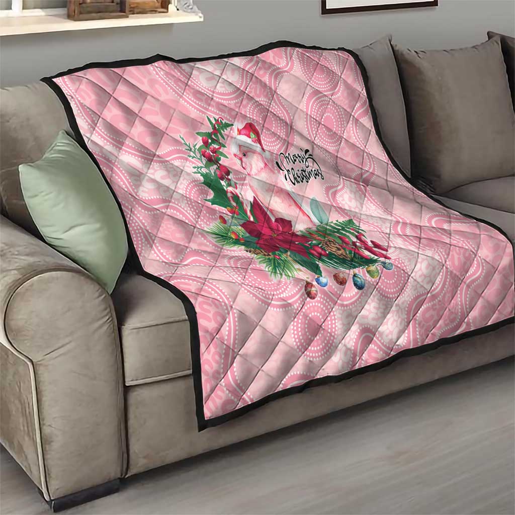 Watercolor Pink Galah Flowers Quilt Australia Christmas Vibes - Aussie Hoodie