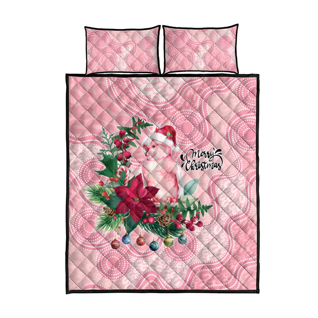 Watercolor Pink Galah Flowers Quilt Bed Set Australia Christmas Vibes - Aussie Hoodie