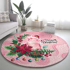 Watercolor Pink Galah Flowers Round Carpet Australia Christmas Vibes - Aussie Hoodie