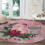 Watercolor Pink Galah Flowers Round Carpet Australia Christmas Vibes - Aussie Hoodie