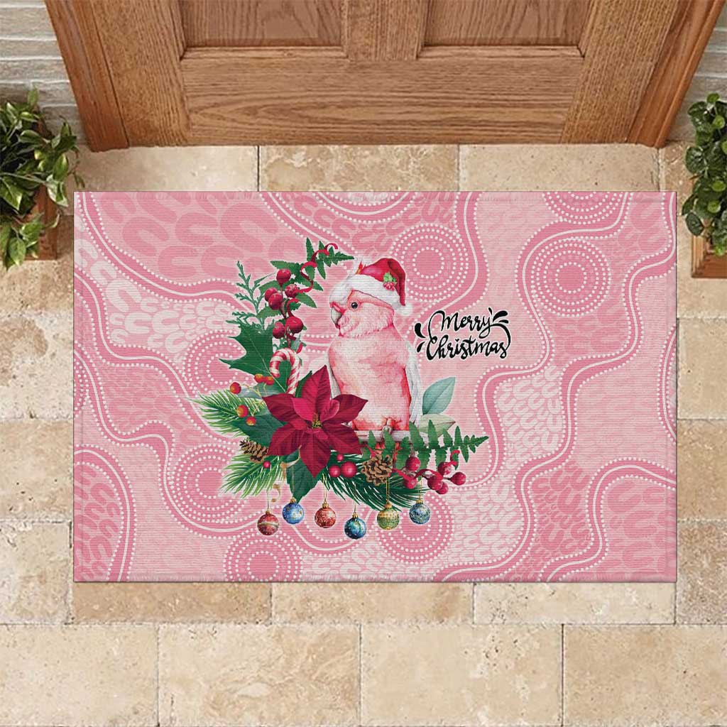 Watercolor Pink Galah Flowers Rubber Doormat Australia Christmas Vibes - Aussie Hoodie