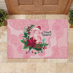 Watercolor Pink Galah Flowers Rubber Doormat Australia Christmas Vibes - Aussie Hoodie