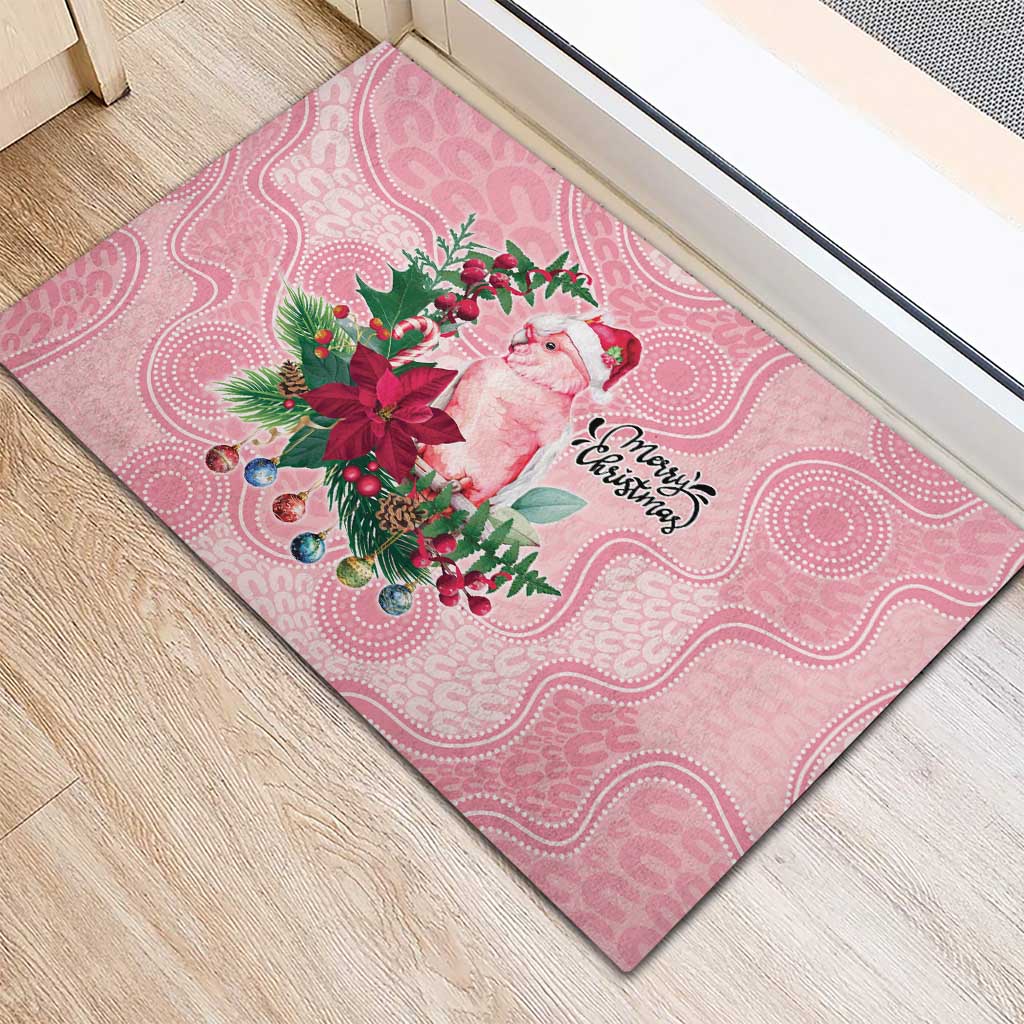 Watercolor Pink Galah Flowers Rubber Doormat Australia Christmas Vibes - Aussie Hoodie