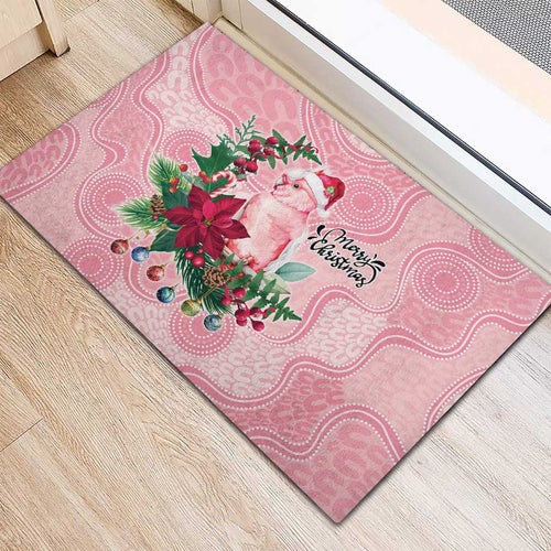 Watercolor Pink Galah Flowers Rubber Doormat Australia Christmas Vibes - Aussie Hoodie
