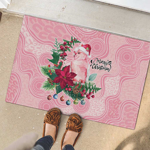 Watercolor Pink Galah Flowers Rubber Doormat Australia Christmas Vibes - Aussie Hoodie