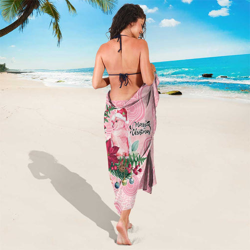 Watercolor Pink Galah Flowers Sarong Australia Christmas Vibes - Aussie Hoodie