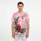 Watercolor Pink Galah Flowers Scrub Top Australia Christmas Vibes - Aussie Hoodie
