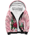 Watercolor Pink Galah Flowers Sherpa Hoodie Australia Christmas Vibes - Aussie Hoodie
