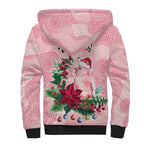 Watercolor Pink Galah Flowers Sherpa Hoodie Australia Christmas Vibes - Aussie Hoodie