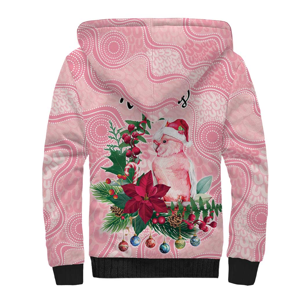 Watercolor Pink Galah Flowers Sherpa Hoodie Australia Christmas Vibes - Aussie Hoodie