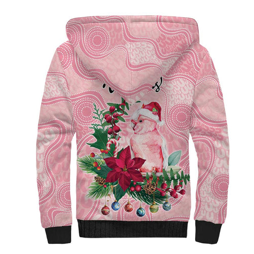 Watercolor Pink Galah Flowers Sherpa Hoodie Australia Christmas Vibes - Aussie Hoodie