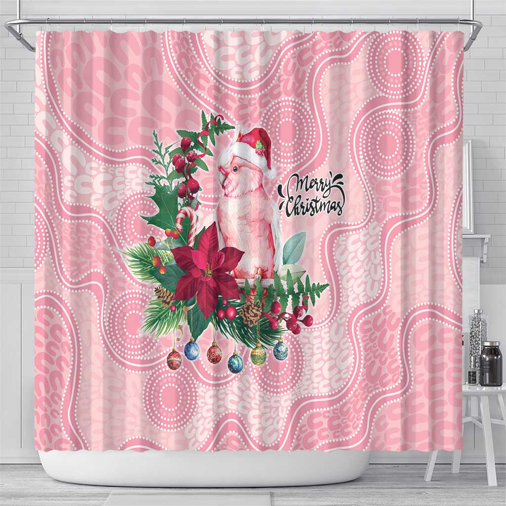 Watercolor Pink Galah Flowers Shower Curtain Australia Christmas Vibes - Aussie Hoodie