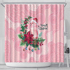 Watercolor Pink Galah Flowers Shower Curtain Australia Christmas Vibes - Aussie Hoodie