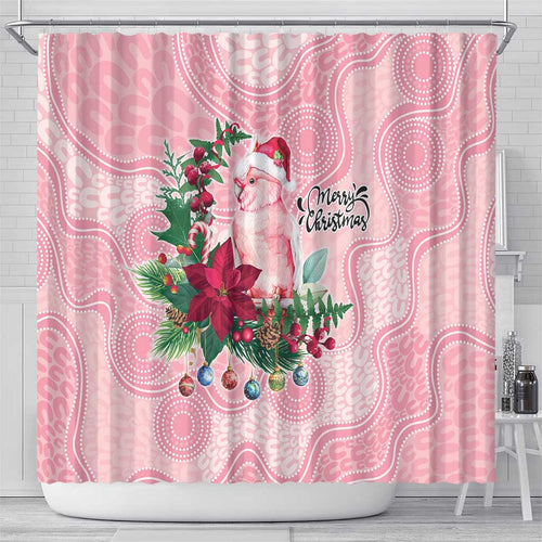 Watercolor Pink Galah Flowers Shower Curtain Australia Christmas Vibes - Aussie Hoodie