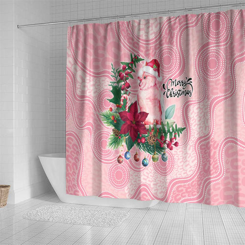 Watercolor Pink Galah Flowers Shower Curtain Australia Christmas Vibes - Aussie Hoodie