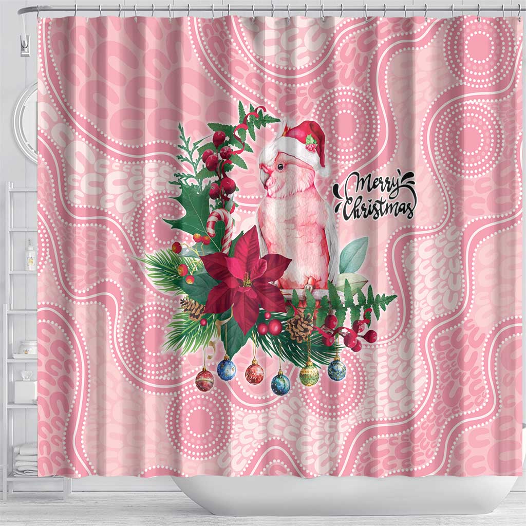 Watercolor Pink Galah Flowers Shower Curtain Australia Christmas Vibes - Aussie Hoodie