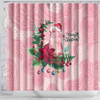 Watercolor Pink Galah Flowers Shower Curtain Australia Christmas Vibes - Aussie Hoodie