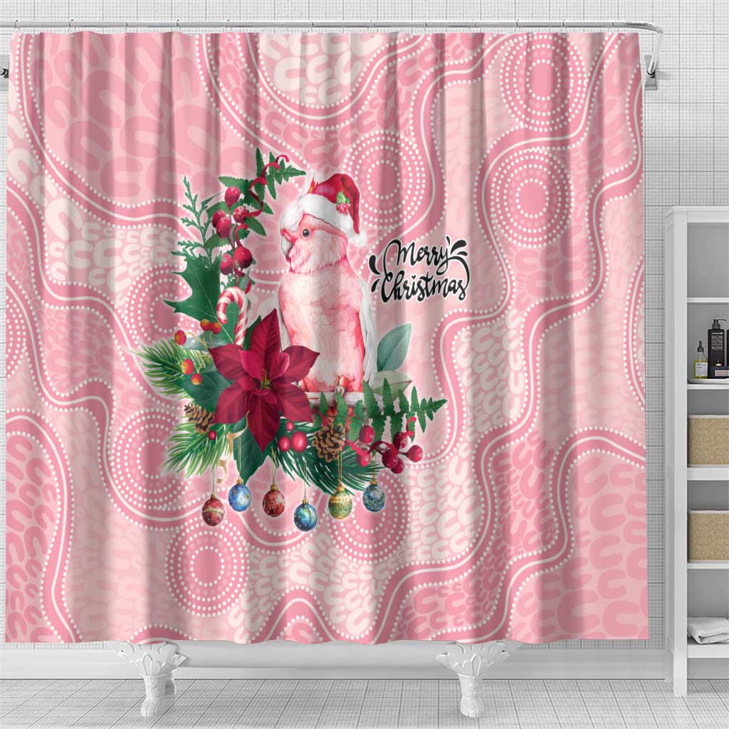 Watercolor Pink Galah Flowers Shower Curtain Australia Christmas Vibes - Aussie Hoodie