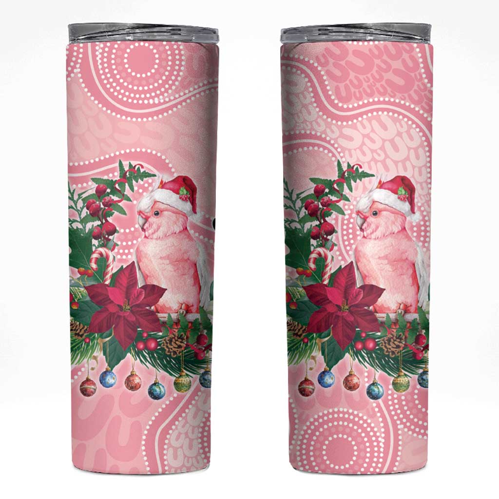 Watercolor Pink Galah Flowers Skinny Tumbler Australia Christmas Vibes - Aussie Hoodie