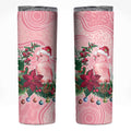 Watercolor Pink Galah Flowers Skinny Tumbler Australia Christmas Vibes - Aussie Hoodie
