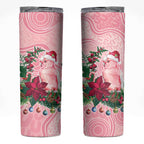 Watercolor Pink Galah Flowers Skinny Tumbler Australia Christmas Vibes - Aussie Hoodie