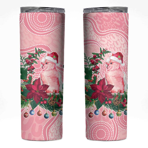 Watercolor Pink Galah Flowers Skinny Tumbler Australia Christmas Vibes - Aussie Hoodie