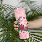 Watercolor Pink Galah Flowers Skinny Tumbler Australia Christmas Vibes - Aussie Hoodie