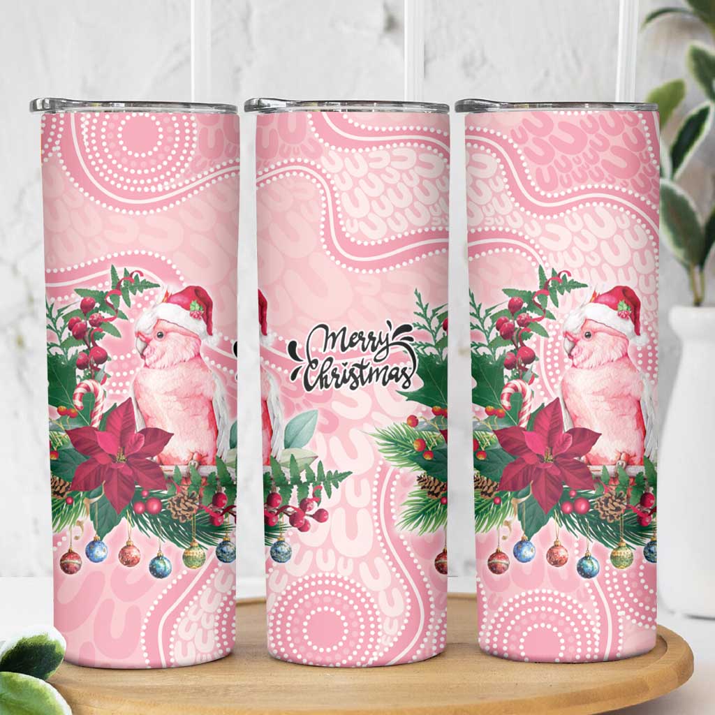 Watercolor Pink Galah Flowers Skinny Tumbler Australia Christmas Vibes - Aussie Hoodie