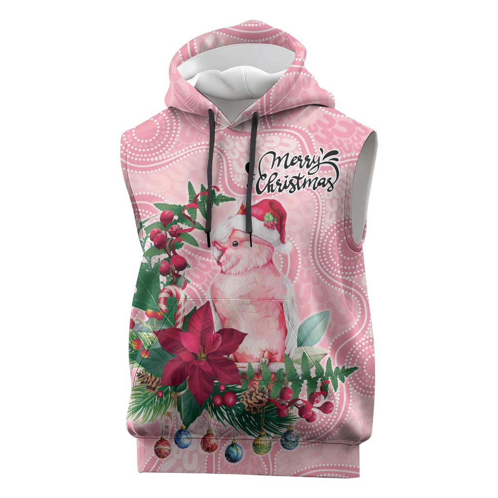 Watercolor Pink Galah Flowers Sleeveless Hoodie Australia Christmas Vibes - Aussie Hoodie