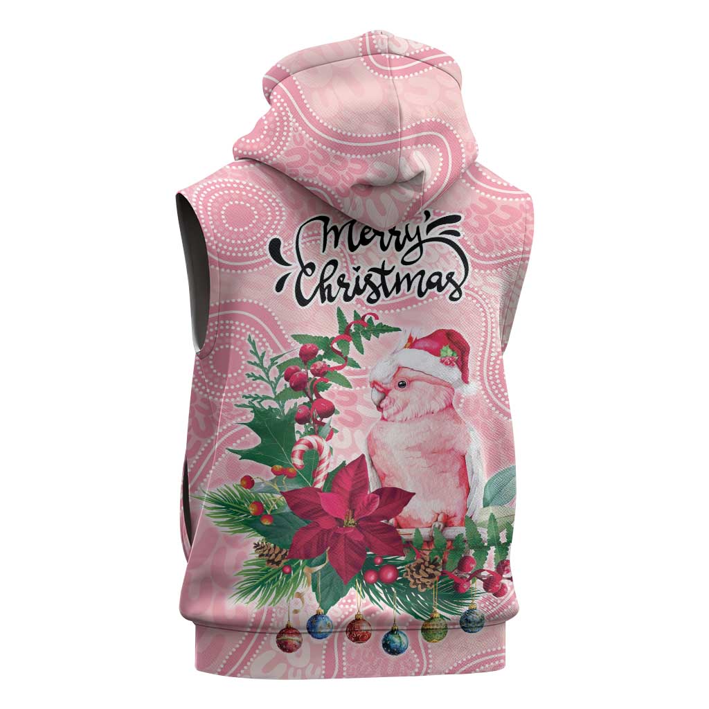 Watercolor Pink Galah Flowers Sleeveless Hoodie Australia Christmas Vibes - Aussie Hoodie