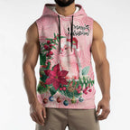 Watercolor Pink Galah Flowers Sleeveless Hoodie Australia Christmas Vibes - Aussie Hoodie