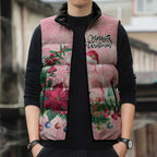 Watercolor Pink Galah Flowers Sleeveless Puffer Jacket Australia Christmas Vibes - Aussie Hoodie