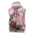 Watercolor Pink Galah Flowers Sleeveless Zip Hoodie Australia Christmas Vibes LT9