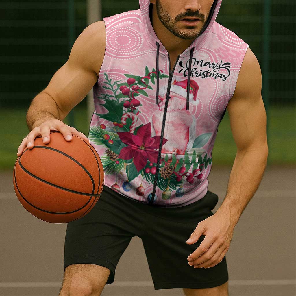 Watercolor Pink Galah Flowers Sleeveless Zip Hoodie Australia Christmas Vibes LT9