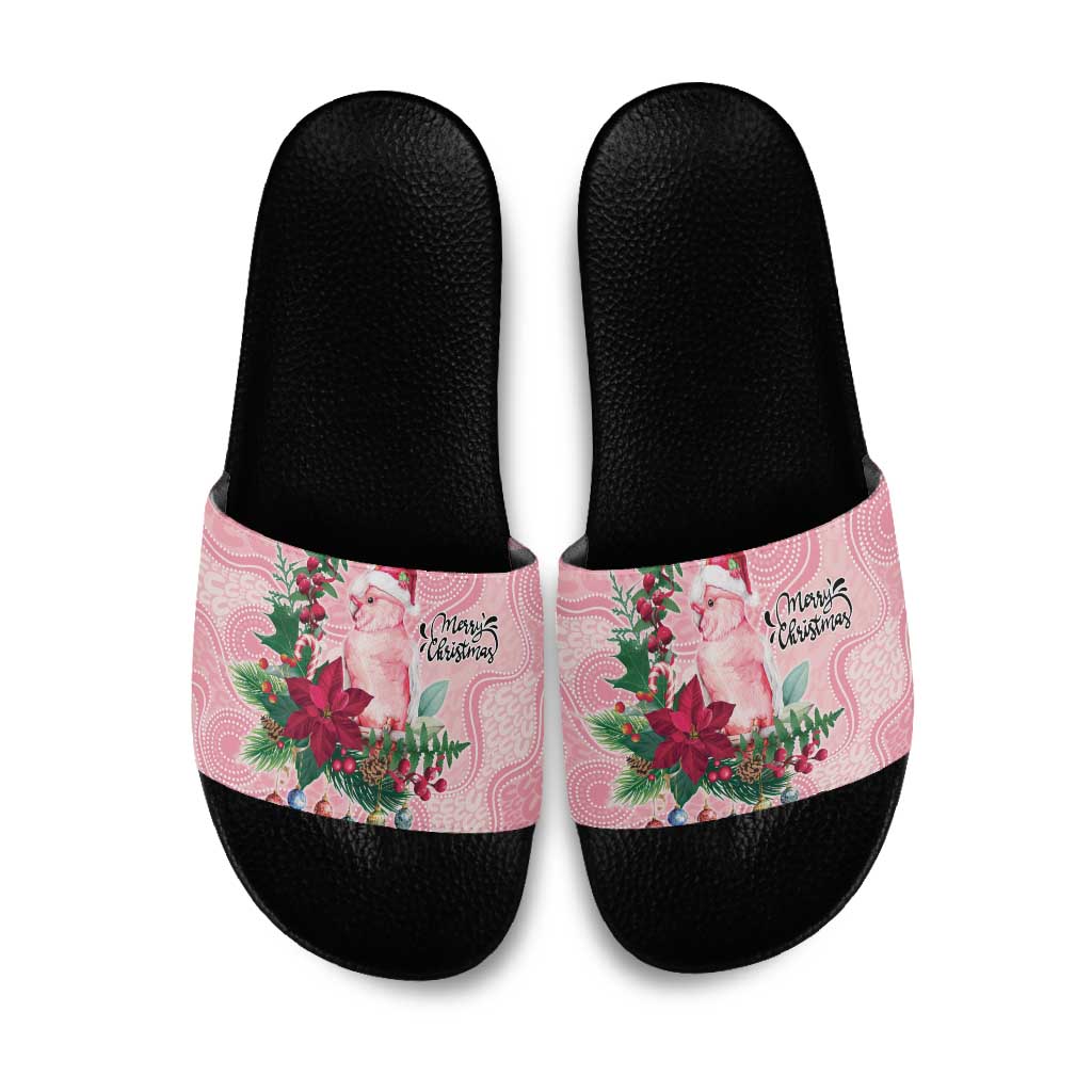Watercolor Pink Galah Flowers Slide Sandals Australia Christmas Vibes - Aussie Hoodie