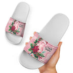 Watercolor Pink Galah Flowers Slide Sandals Australia Christmas Vibes - Aussie Hoodie