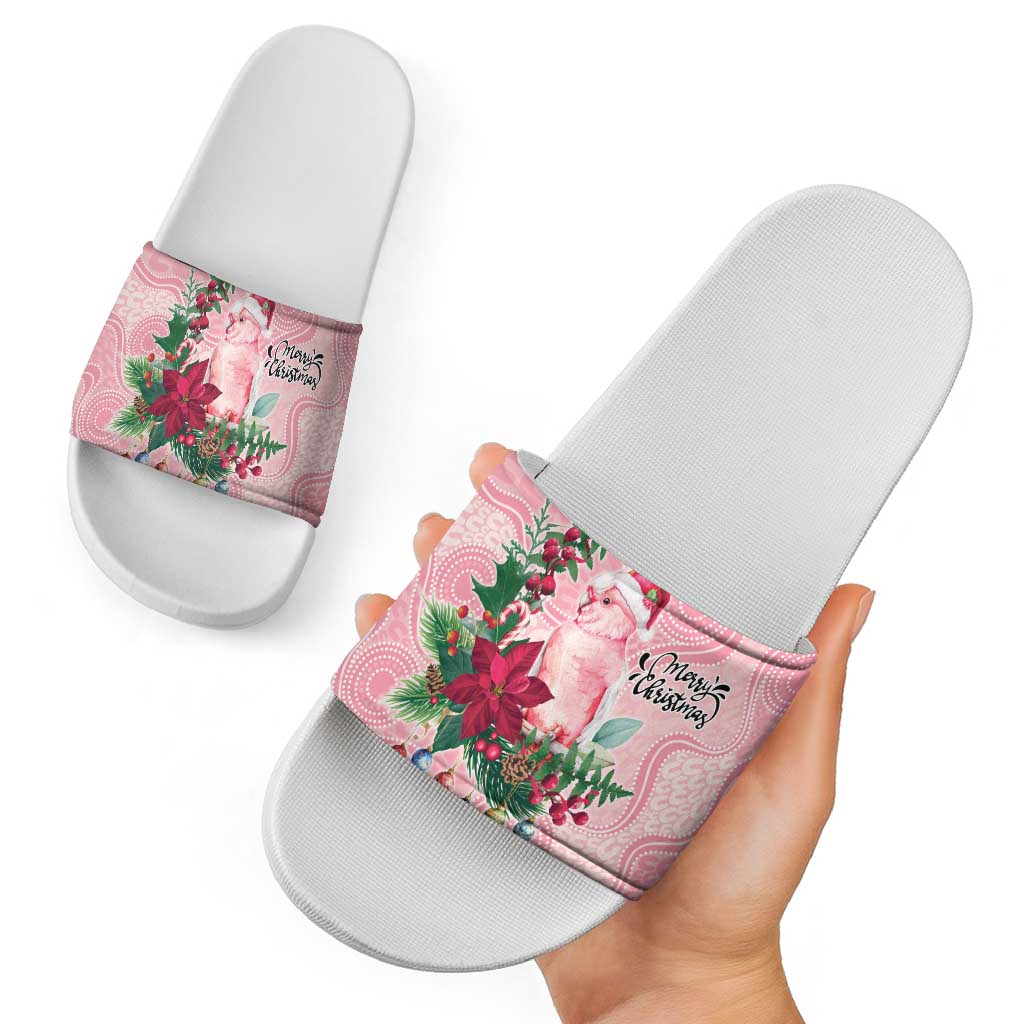 Watercolor Pink Galah Flowers Slide Sandals Australia Christmas Vibes - Aussie Hoodie