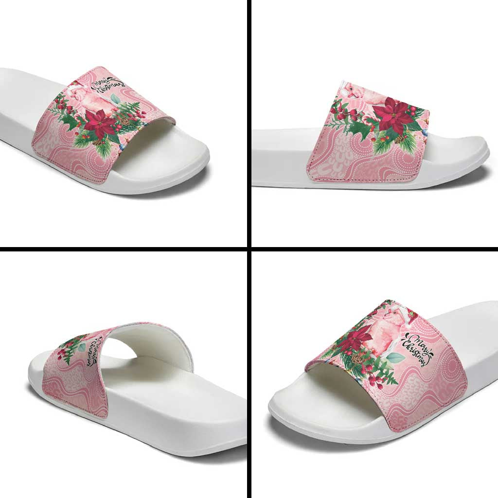 Watercolor Pink Galah Flowers Slide Sandals Australia Christmas Vibes - Aussie Hoodie