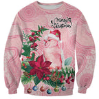 Watercolor Pink Galah Flowers Sweatshirt Australia Christmas Vibes - Aussie Hoodie